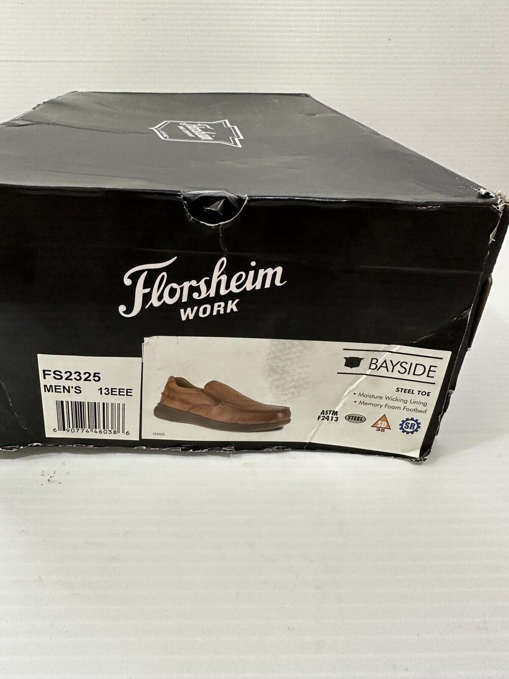 Florsheim Mens Work Shoes,Bayside STEEL TOE, Sz 13EEELeather, Brown